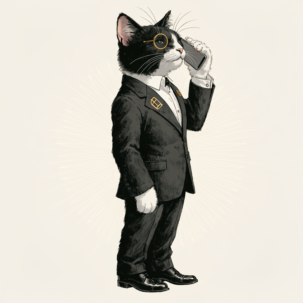 Figaro on the phone, giving instructions